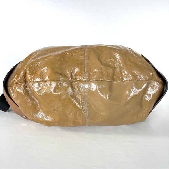 MARNI Balloon Dark Mustard Patented Leather w Brown Leather Top Handle Satchel - Picture 6 of 16